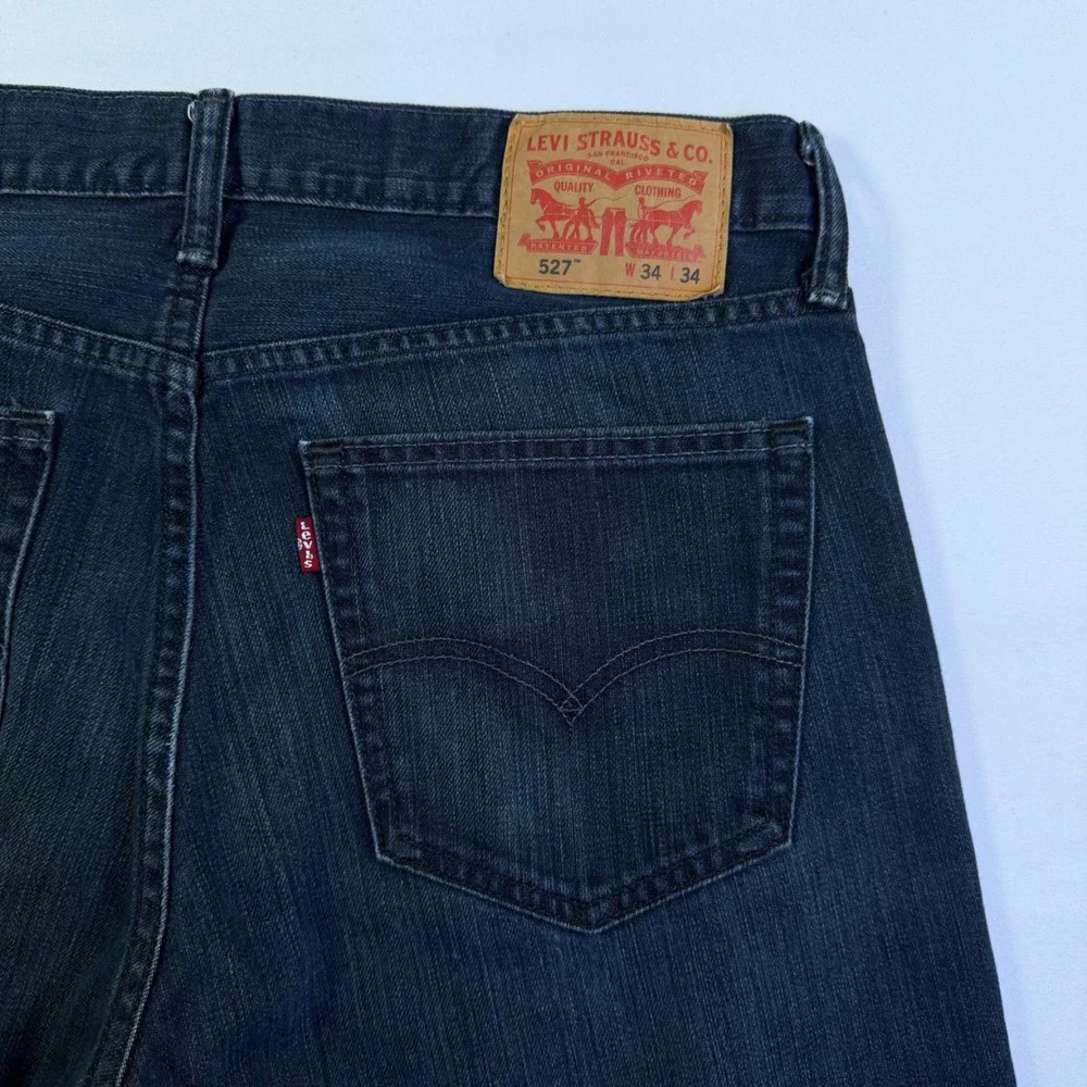 Levis 527 Slim Bootcut Jeans Mens 34x34 Dark Wash Indigo Denim 05527-0248